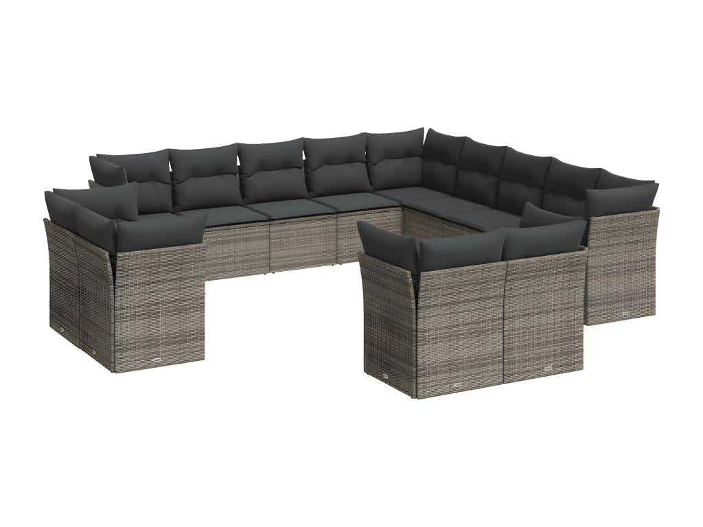 Set di mobili da esterno in vimini intrecciato in resina grigia - dlz1766459199360