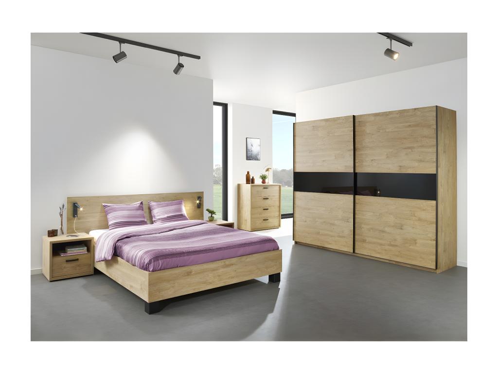 Letto in legno di rovere marrone, 140 x 200 cm