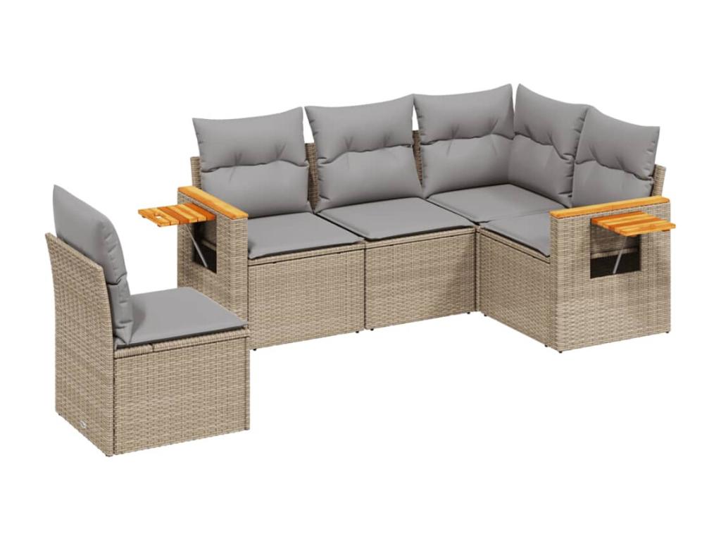 Set di mobili da esterno in vimini intrecciato in resina beige - dlz1766459499164