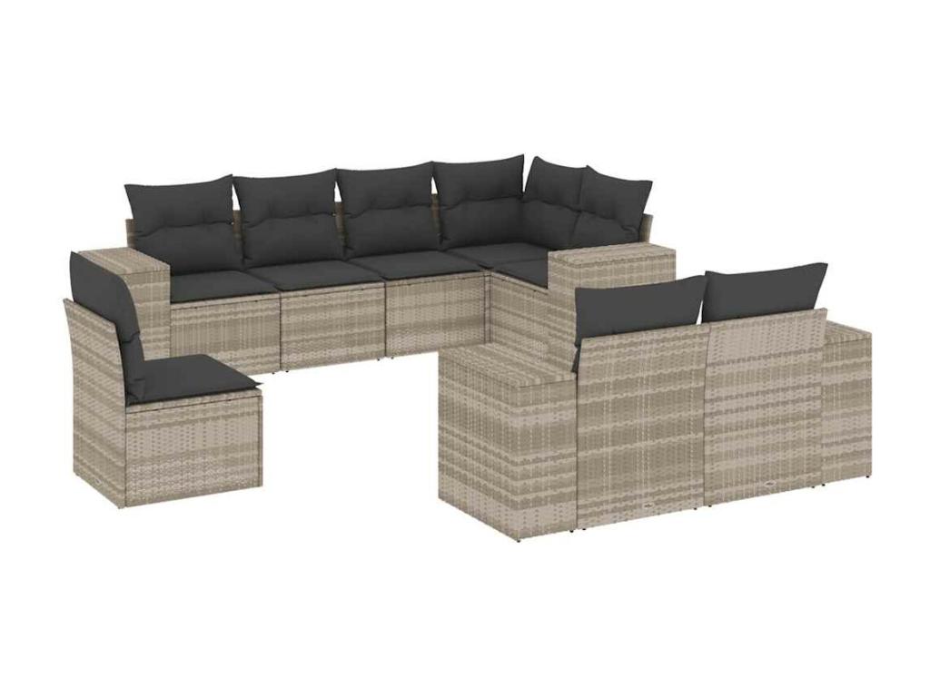 Set di mobili da esterno in vimini intrecciato in resina grigia - dlz1766460022077