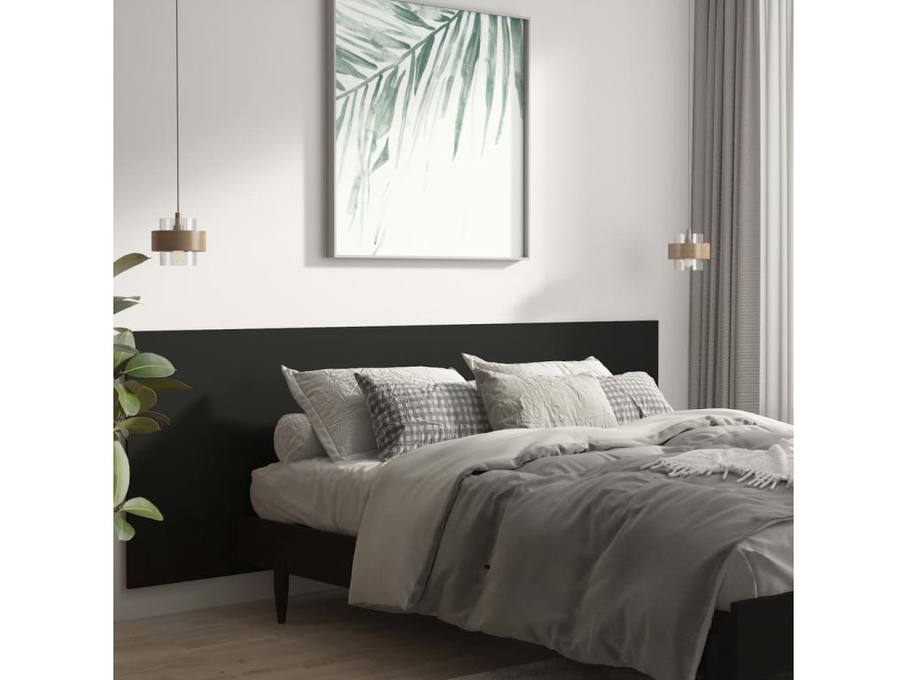 Letto in legno ingegnerizzato nero, 240 x 1,5 x 80 cm