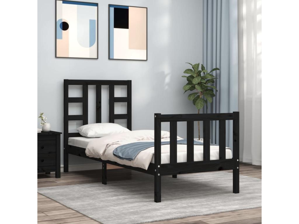 Struttura del letto in legno massello nero