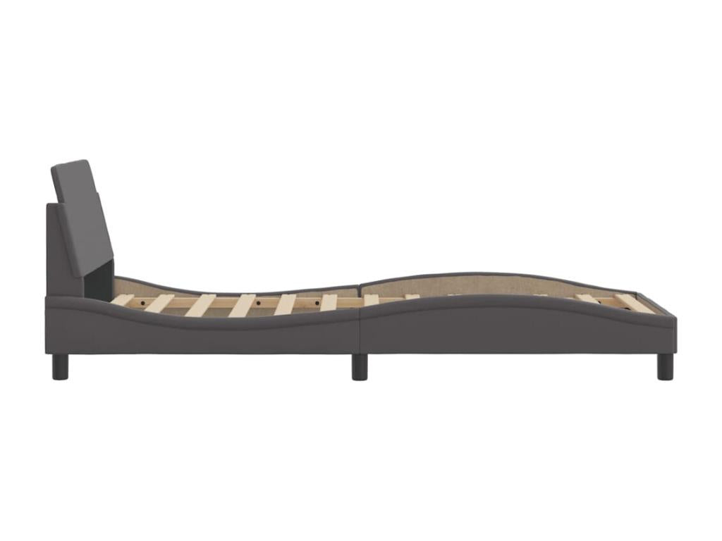 Struttura letto in similpelle grigia, 90 x 190 cm