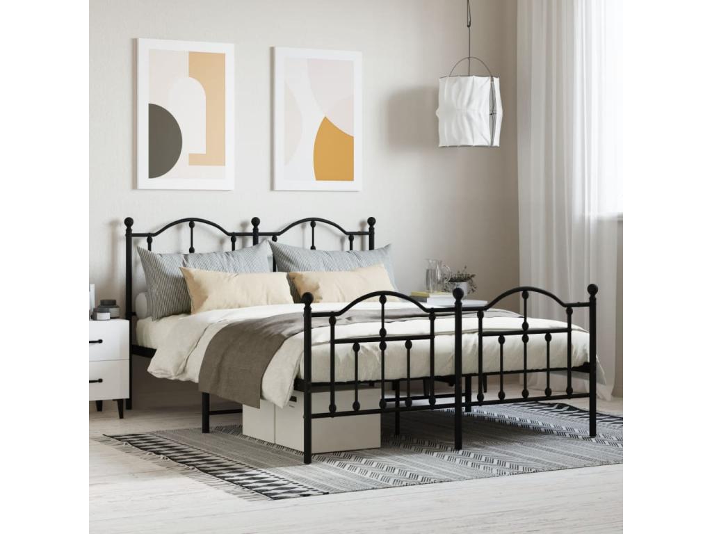 Struttura letto in metallo nero, 140 x 190 cm