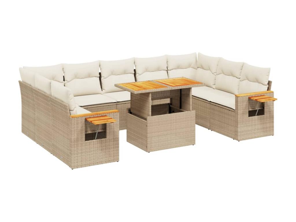 Set di mobili da esterno in vimini intrecciato in resina beige - dlz1766459370718